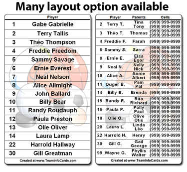 Sports Team Roster Template from www.teaminfocards.com